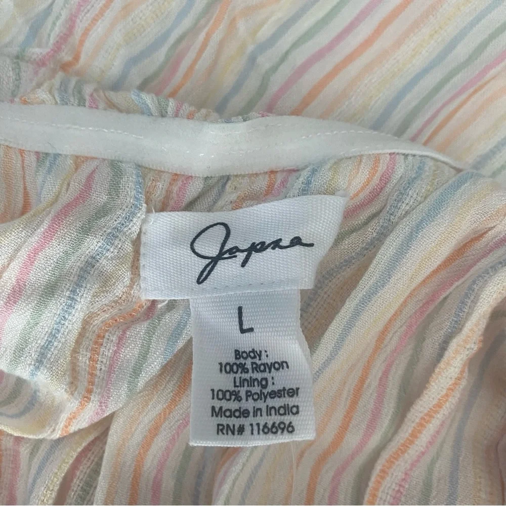 Japna white multicolored striped strapless jumpsuit Large